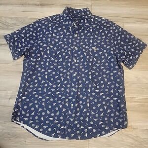 Polo Ralph Lauren Shirt Adult Large Blue Allover Print Boat Anchor‎ Flesh Pony